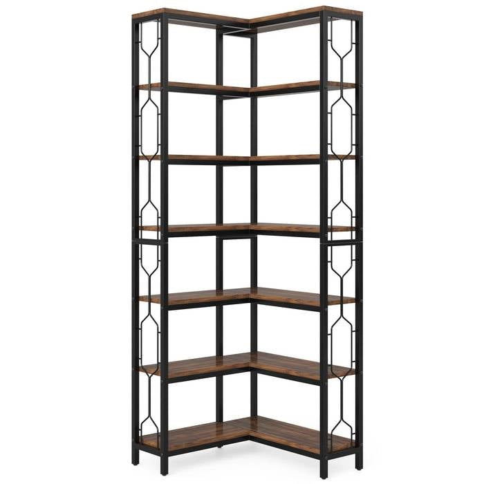 7-Tier Tall Modern Bookcase Space-Saving Storage Shelf