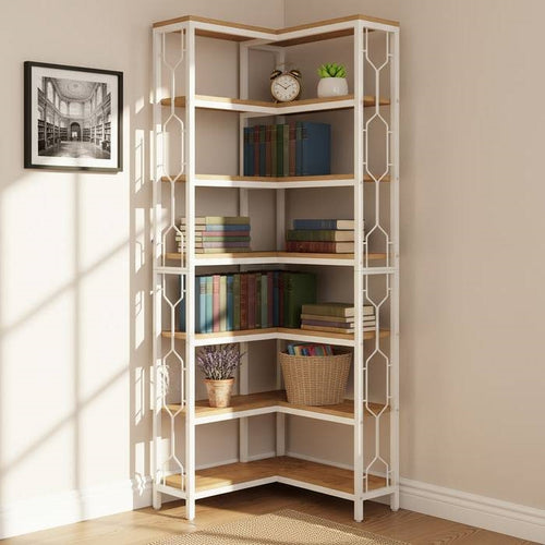 7-Tier Tall Modern Bookcase Space-Saving Storage Shelf