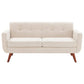 Modern Mid-Century Beige Cotton Polyester Upholstered Sofa Loveseat