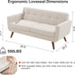 Modern Mid-Century Beige Cotton Polyester Upholstered Sofa Loveseat