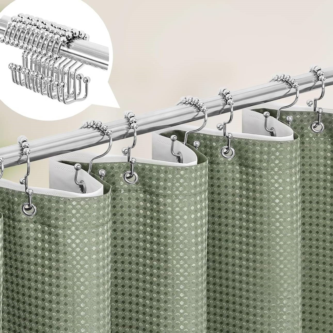 72"W x 72"H Waffle Textured 3 in 1 Shower Curtain Set
