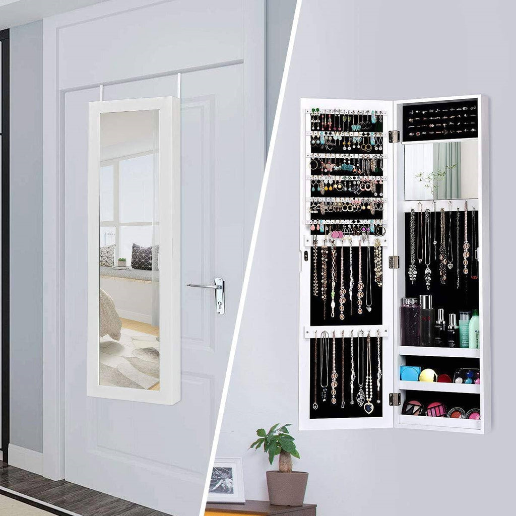 2-in-1 Wall or Door Mounted Jewelry Organizer Full Length Mirror