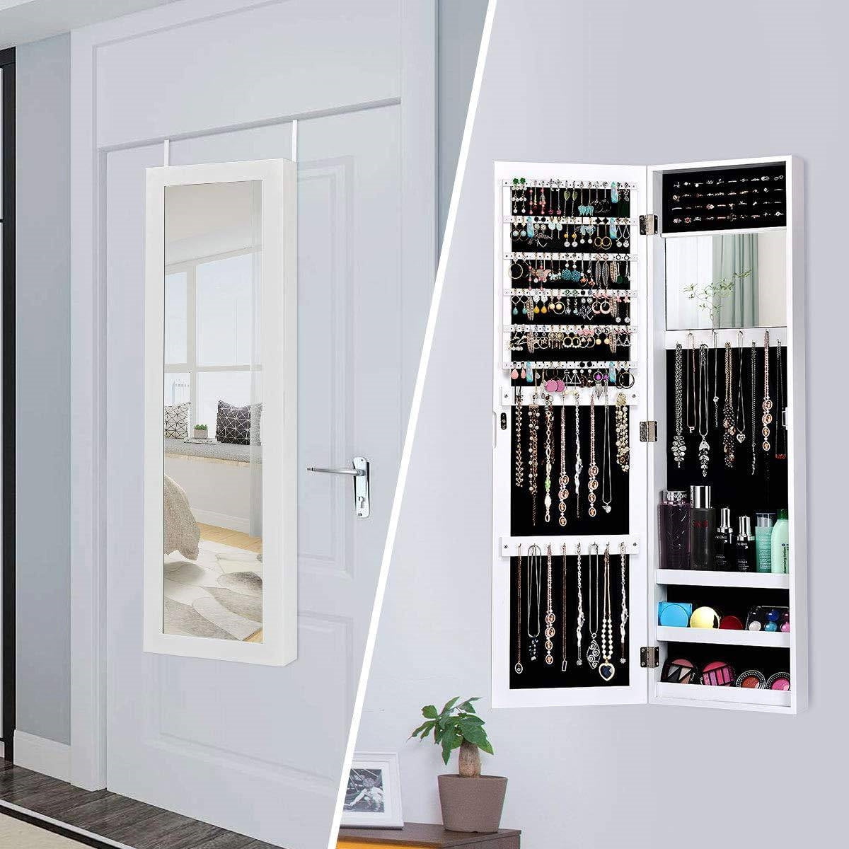 2-in-1 Wall or Door Mounted Jewelry Organizer Full Length Mirror