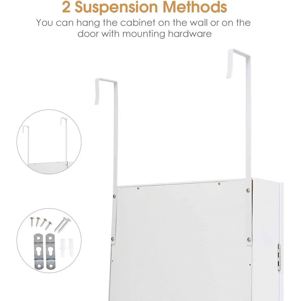 2-in-1 Wall or Door Mounted Jewelry Organizer Full Length Mirror