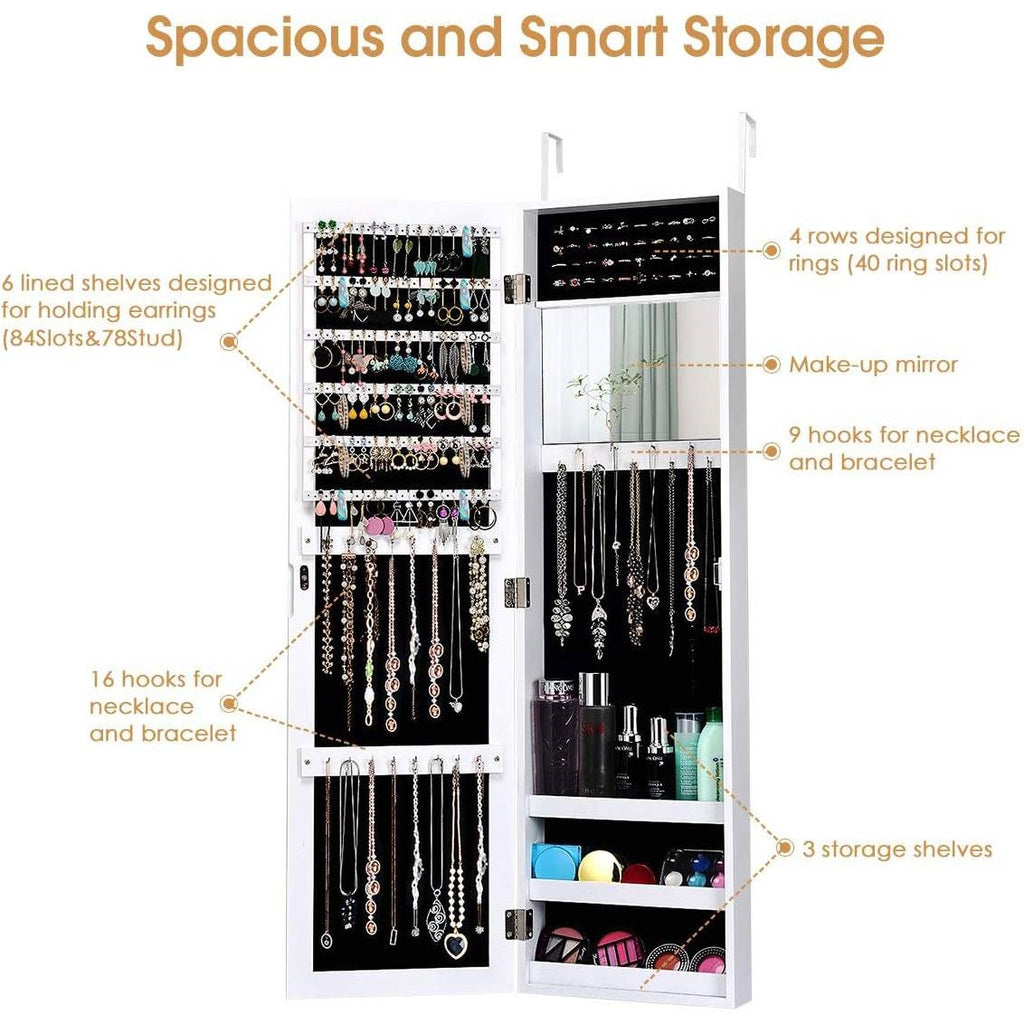 2-in-1 Wall or Door Mounted Jewelry Organizer Full Length Mirror