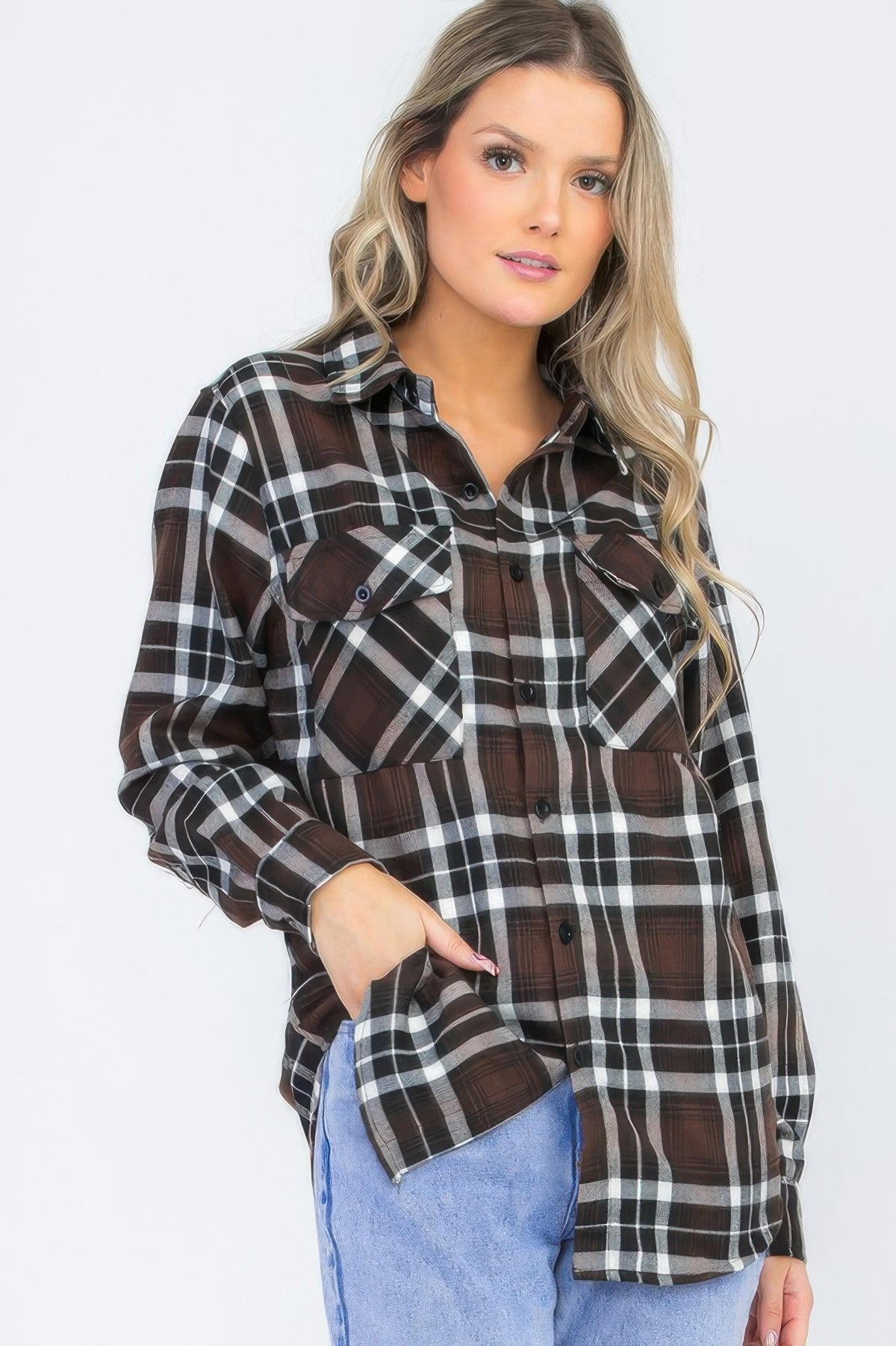 Full Size Oversized Plaid Flannel