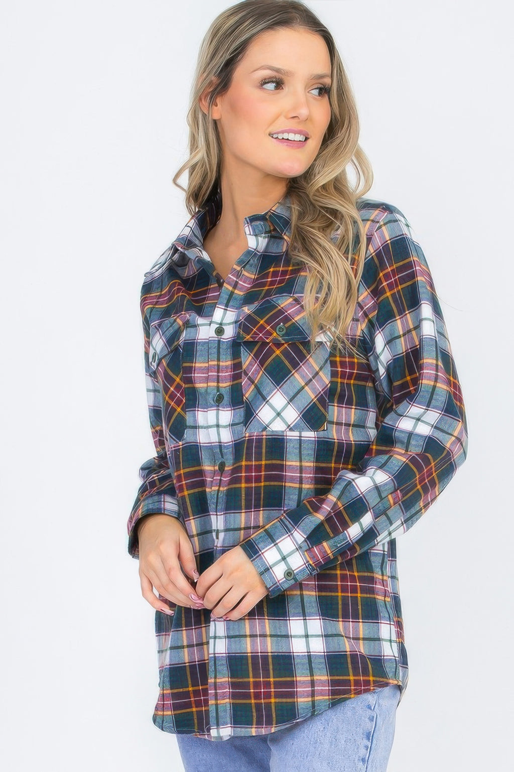 Full Size Oversized Plaid Flannel