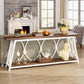Industrial 70-inch Wood Top Sofa Table with Heavy Duty Metal Frame