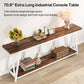 Industrial 70-inch Wood Top Sofa Table with Heavy Duty Metal Frame