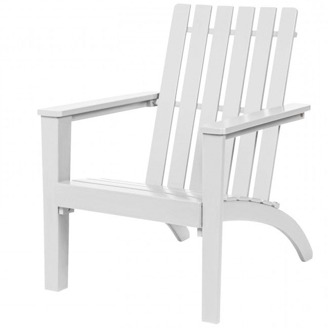 Indoor/Outdoor Acacia Wood Adirondack Lounge Armchair - White *