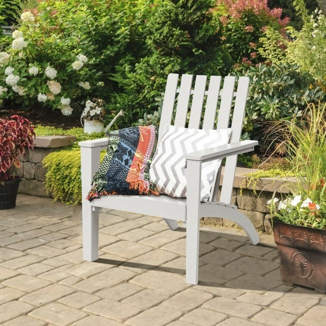 Indoor/Outdoor Acacia Wood Adirondack Lounge Armchair - White *