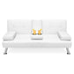 White Faux Leather Convertible Sofa Futon with 2 Cup Holders