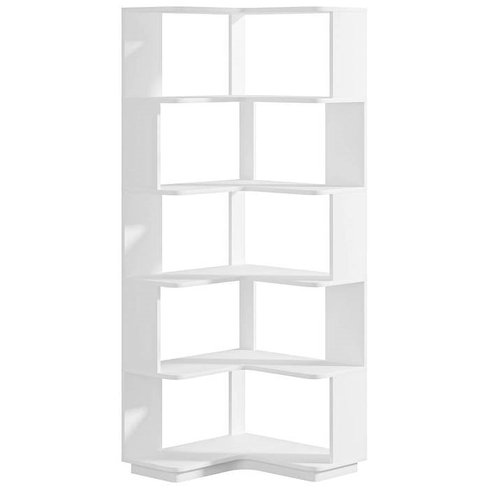 Multifunctional 6 Shelf Corner L-Shaped Bookcase