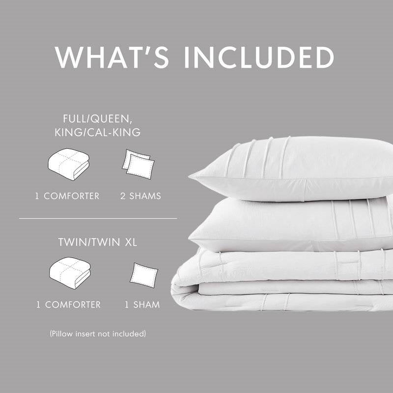 Microfiber Pleated Soft Washed Comforter Set White