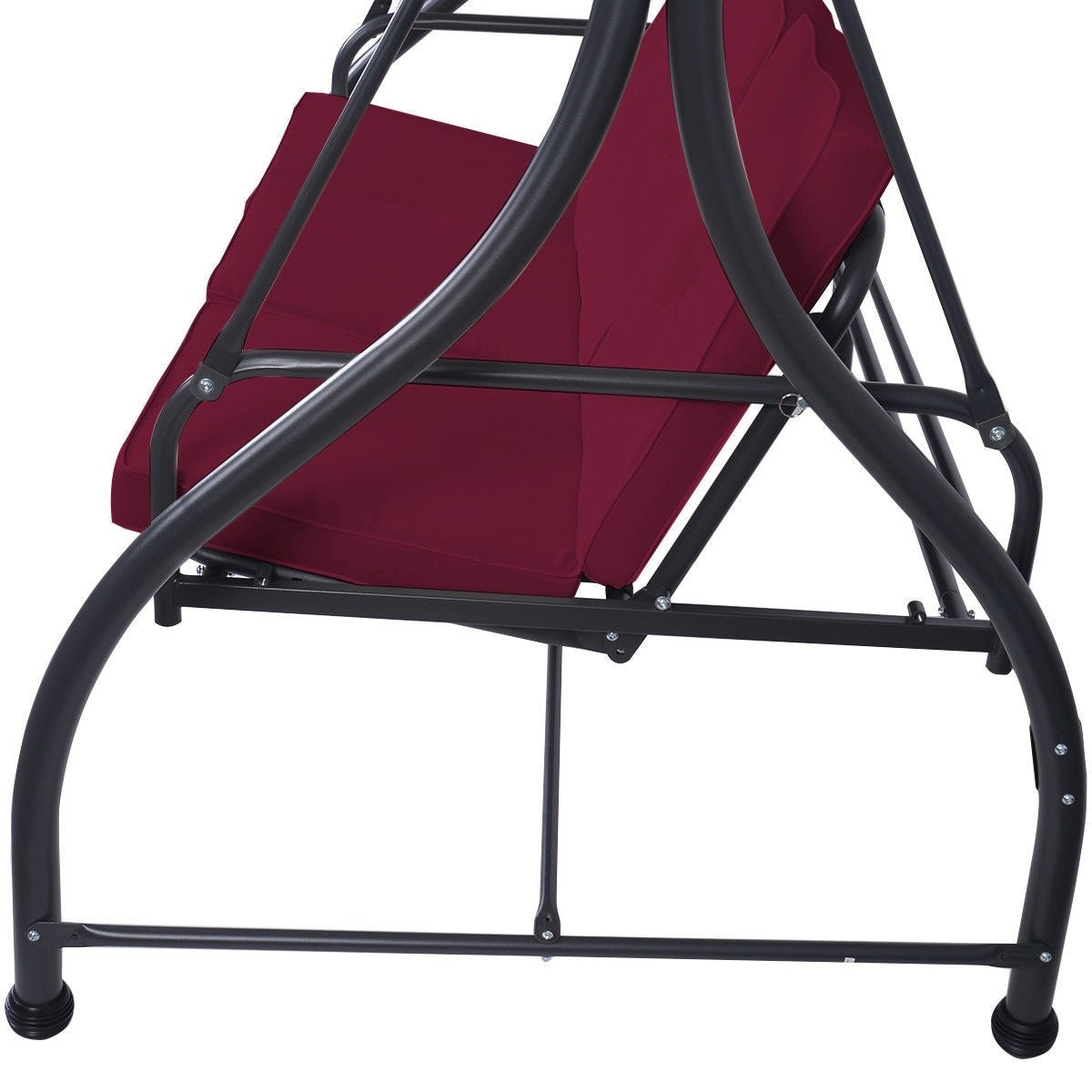 Dark Red Burgundy 3 Seat Cushioned Porch Patio Canopy Swing Chair