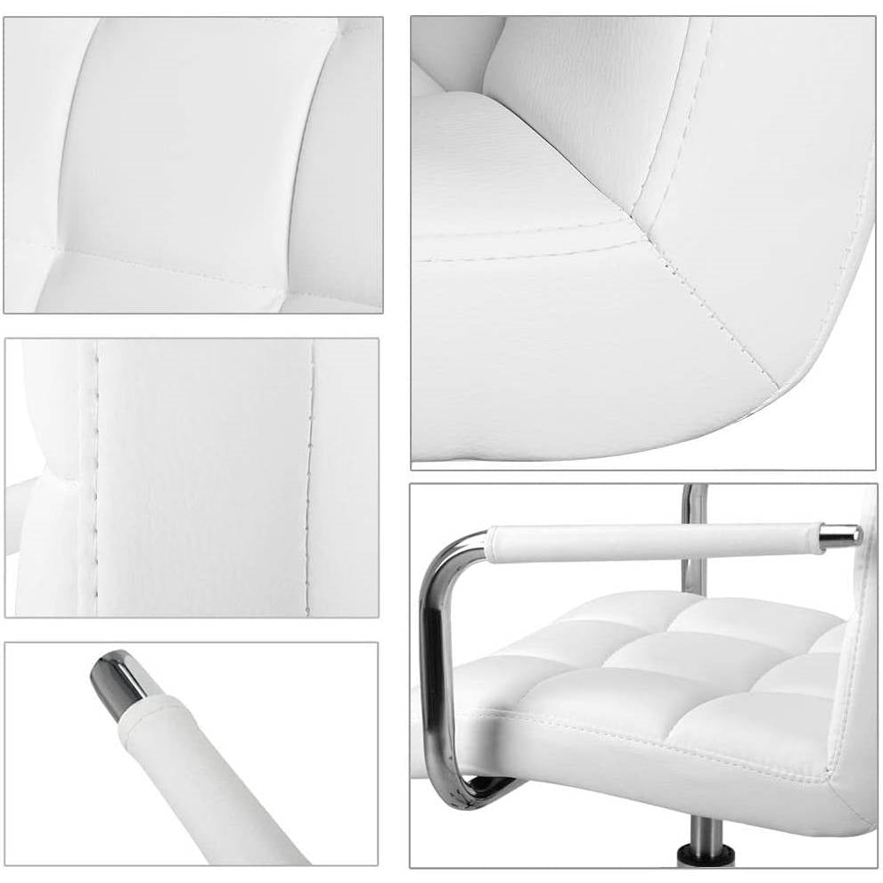 Modern Faux Leather Mid-Back Office Chair with Armrests and Wheels