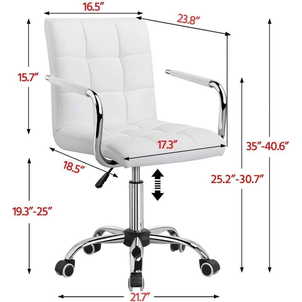 Modern Faux Leather Mid-Back Office Chair with Armrests and Wheels