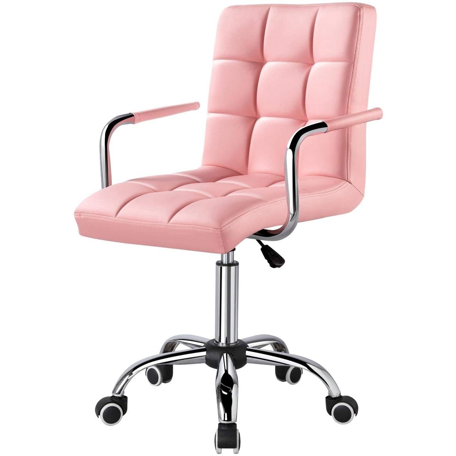 Modern Faux Leather Mid-Back Office Chair with Armrests and Wheels