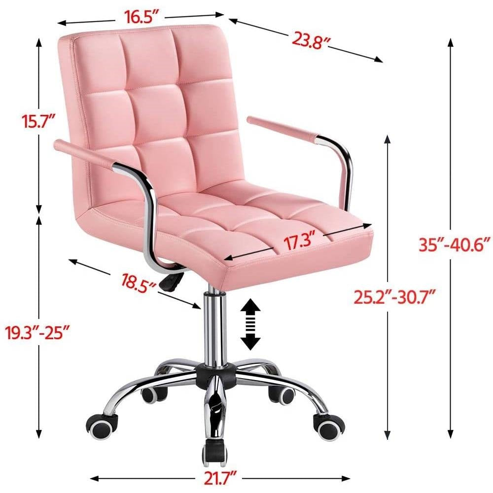 Modern Faux Leather Mid-Back Office Chair with Armrests and Wheels