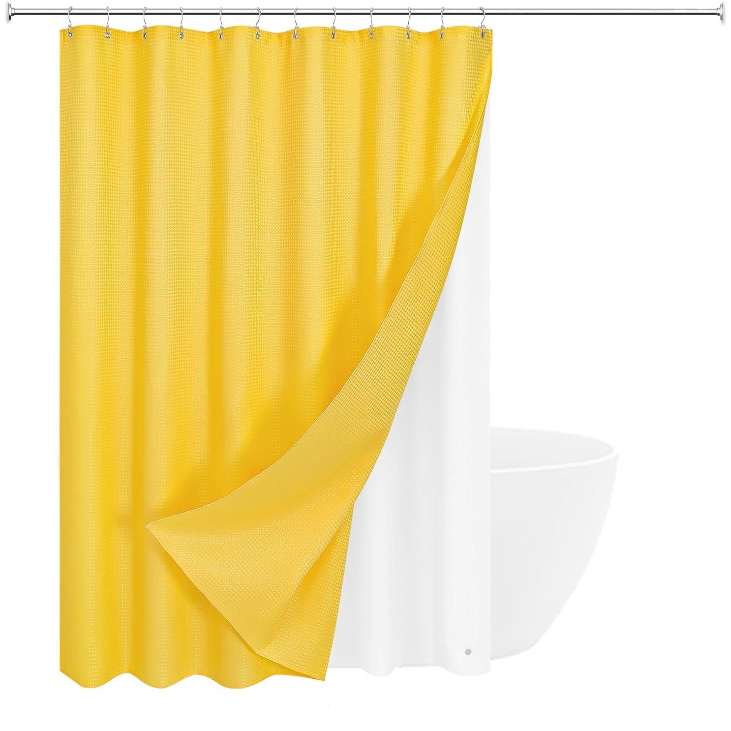 72"W x 72"H Waffle Textured 3 in 1 Shower Curtain Set