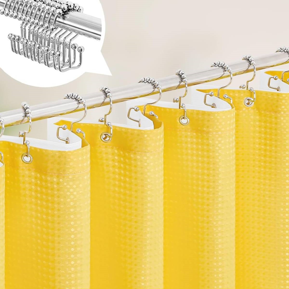 72"W x 72"H Waffle Textured 3 in 1 Shower Curtain Set