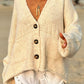 Pocketed V-Neck Button Up Cardigan
