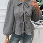 Tied Round Neck Long Sleeve Blouse