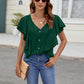 Full Size Ruffled V-Neck Short Sleeve Top
