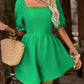 Smocked Square Neck Short Sleeve Romper