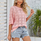 Openwork Round Neck Knit Top