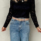 Crochet Turtleneck Long Sleeve Top