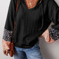 Color Block Tie Neck Long Sleeve Top