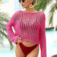 SO SUMMER Long Sleeve Round Neck Openwork Cover-Up