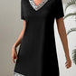 Sequin V-Neck Short Sleeve Mini Dress