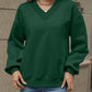V-Neck Long Sleeve Dropped Shoulder Sweatshirt