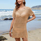 Openwork Round Neck Short Sleeve Cover-UP