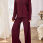 V-Neck Long Sleeve Top and Wide Leg Pants Set