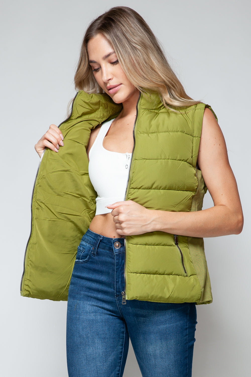 Snobbish Zip Up Turtleneck Vest with Pockets *