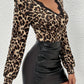 Lace Detail Leopard V-Neck Long Sleeve Top