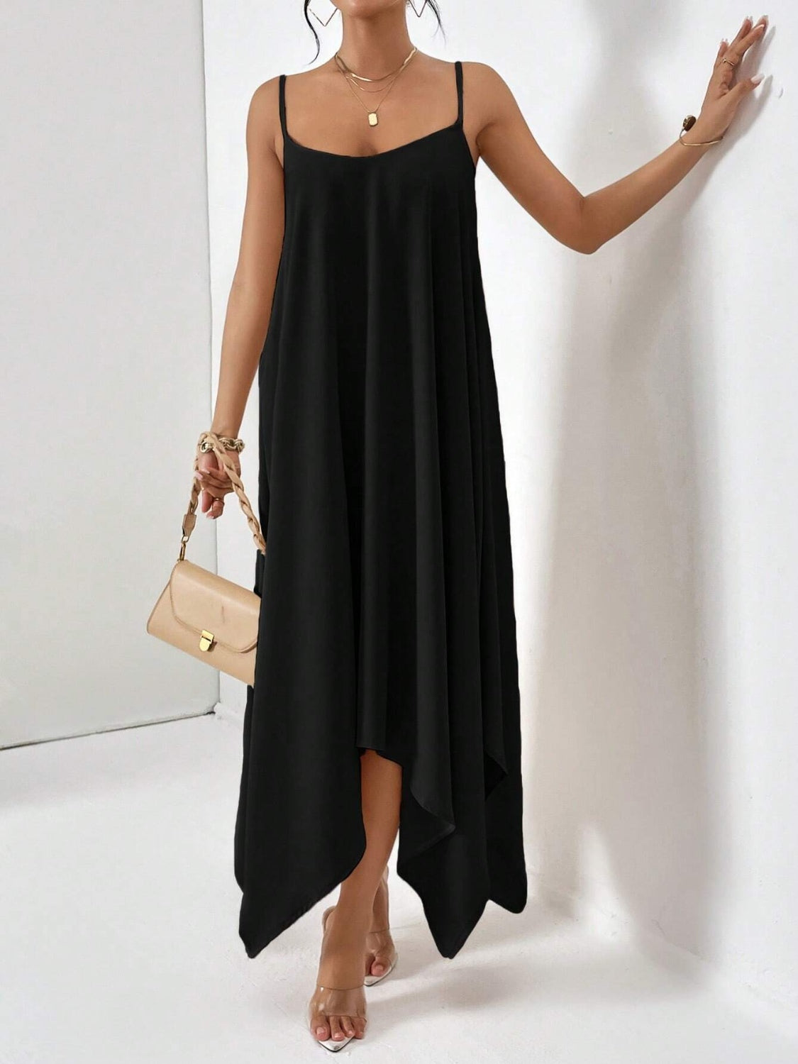 Full Size Scoop Neck Midi Cami Dress