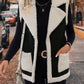 Full Size Contrast Open Front Sherpa Vest Coat