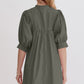 Oh Frill Notched Puff Sleeve Babydoll Mini Dress