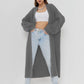 Open Front Long Sleeve Longline Cardigan