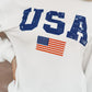 US Flag White Corded Long Sleeve Sweatshirt