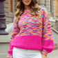 Rainbow Confetti Drop Shoulder Sweater