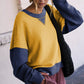 Color Block Round Neck Long Sleeve Sweatshirt