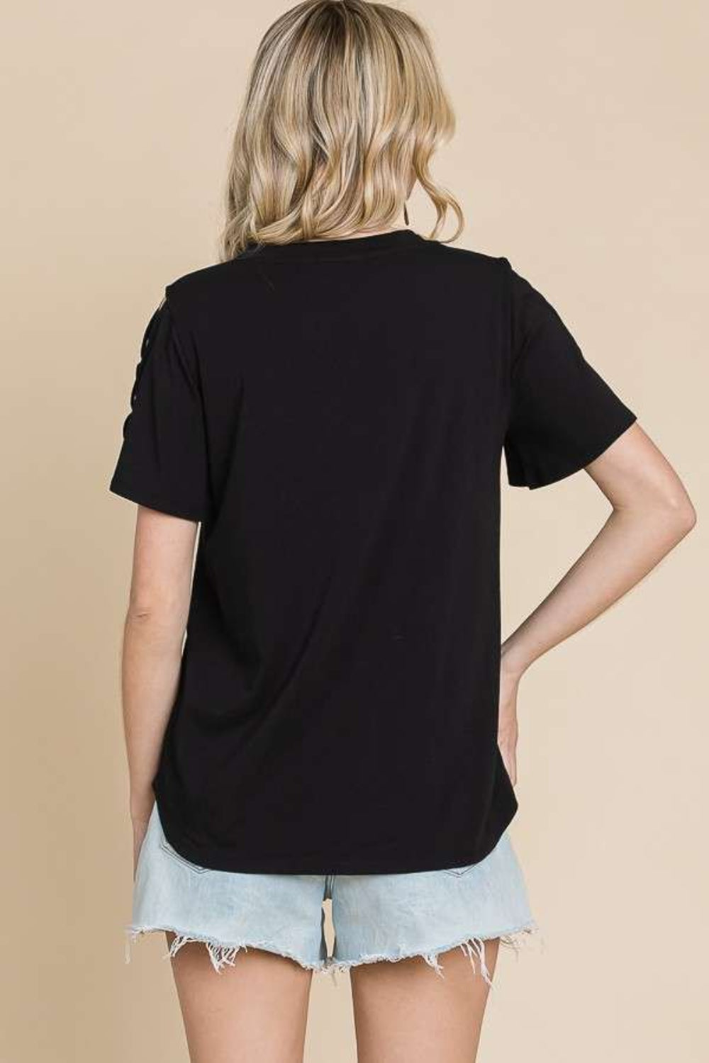 Culture Code Round Neck Crisscross Short Sleeve T-Shirt *
