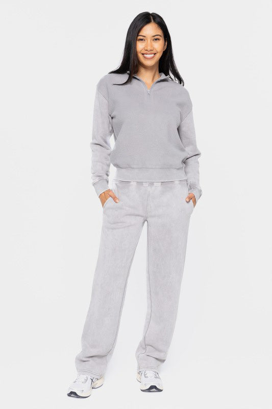 Mono B Elastic Waist Fleece Pants with Pockets *