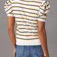 Striped Round Neck Puff Sleeve Knit Top