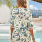 Tassel Printed Open Front Half Sleeve Cover-Up